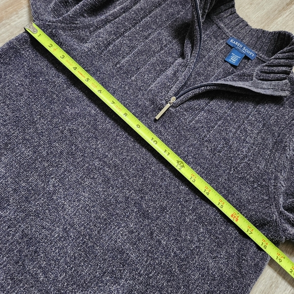 Karen Scott Blue 1/4 Zip High neck Sweater Long Sleeve Stretch Warm Petite Med - Picture 4 of 6
